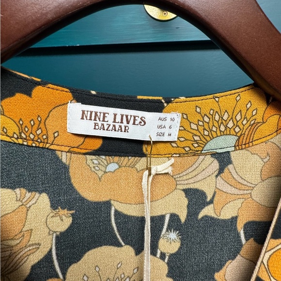 Nine Lives Bazaar Floral Dress in Yellow and Black - Picture 3 of 4